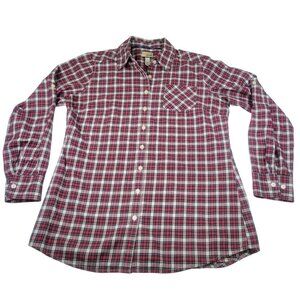 G.H. Bass & Co. Women Red Cotton Plaid Heritage Button Up Shirt Size M
